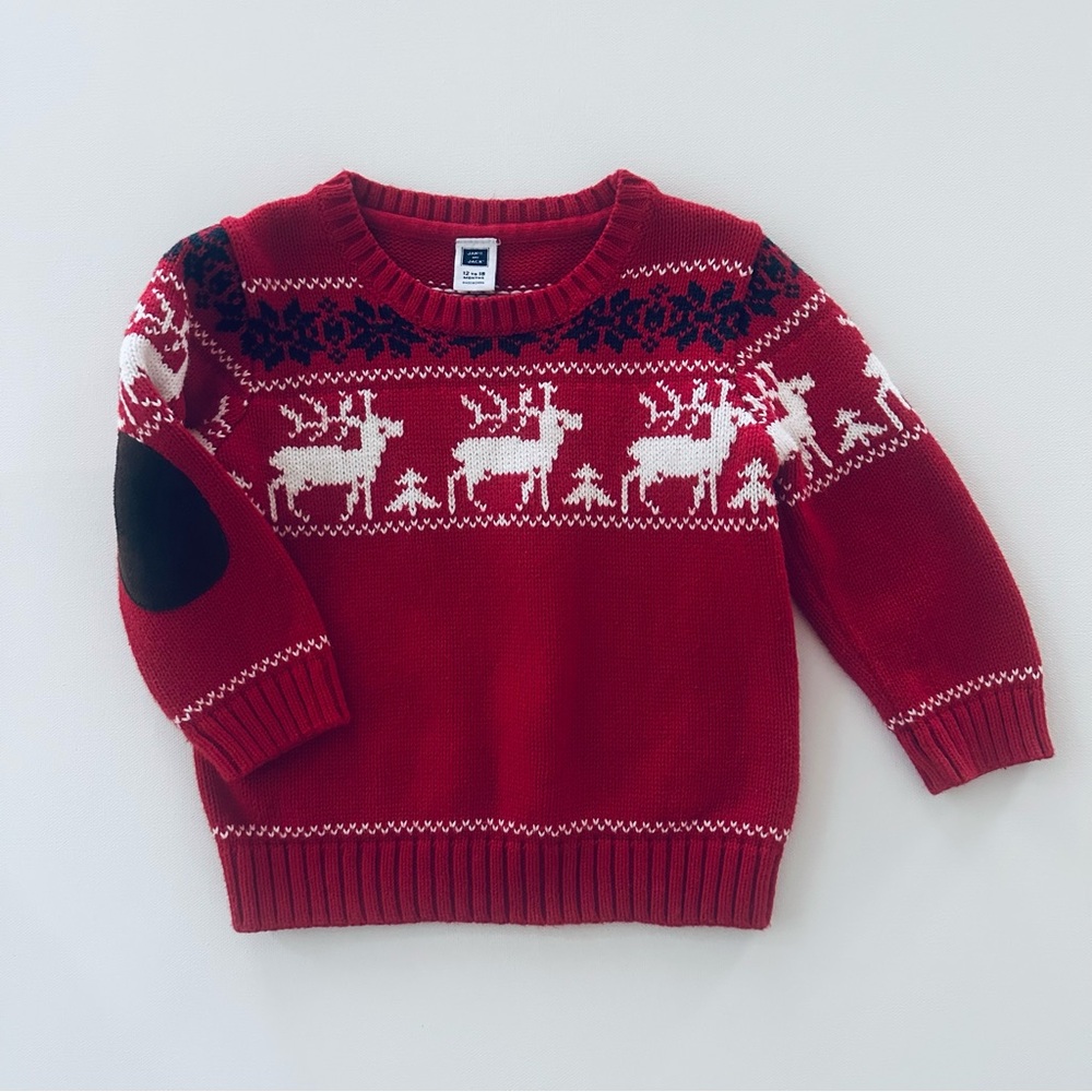 Janie and Jack 12-18 Months Baby Boy Red Sweater Holiday Christmas Reindeer